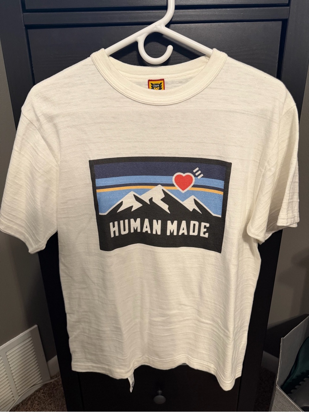 Human Made White Graphic Tee with Mountain & Heart